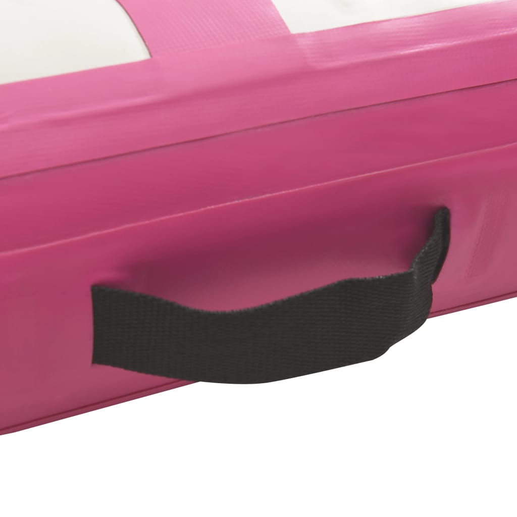Gymnastiekmat met pomp opblaasbaar 200x200x10 cm PVC roze