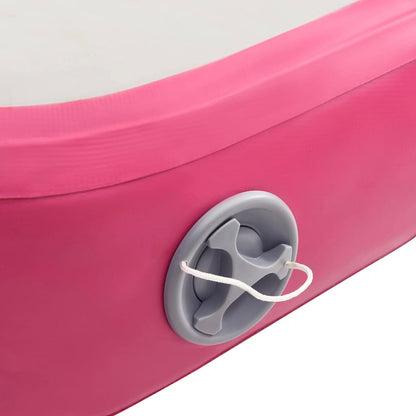 Gymnastiekmat met pomp opblaasbaar 200x200x10 cm PVC roze