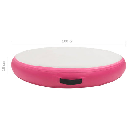 Gymnastiekmat met pomp opblaasbaar 100x100x10 cm PVC roze