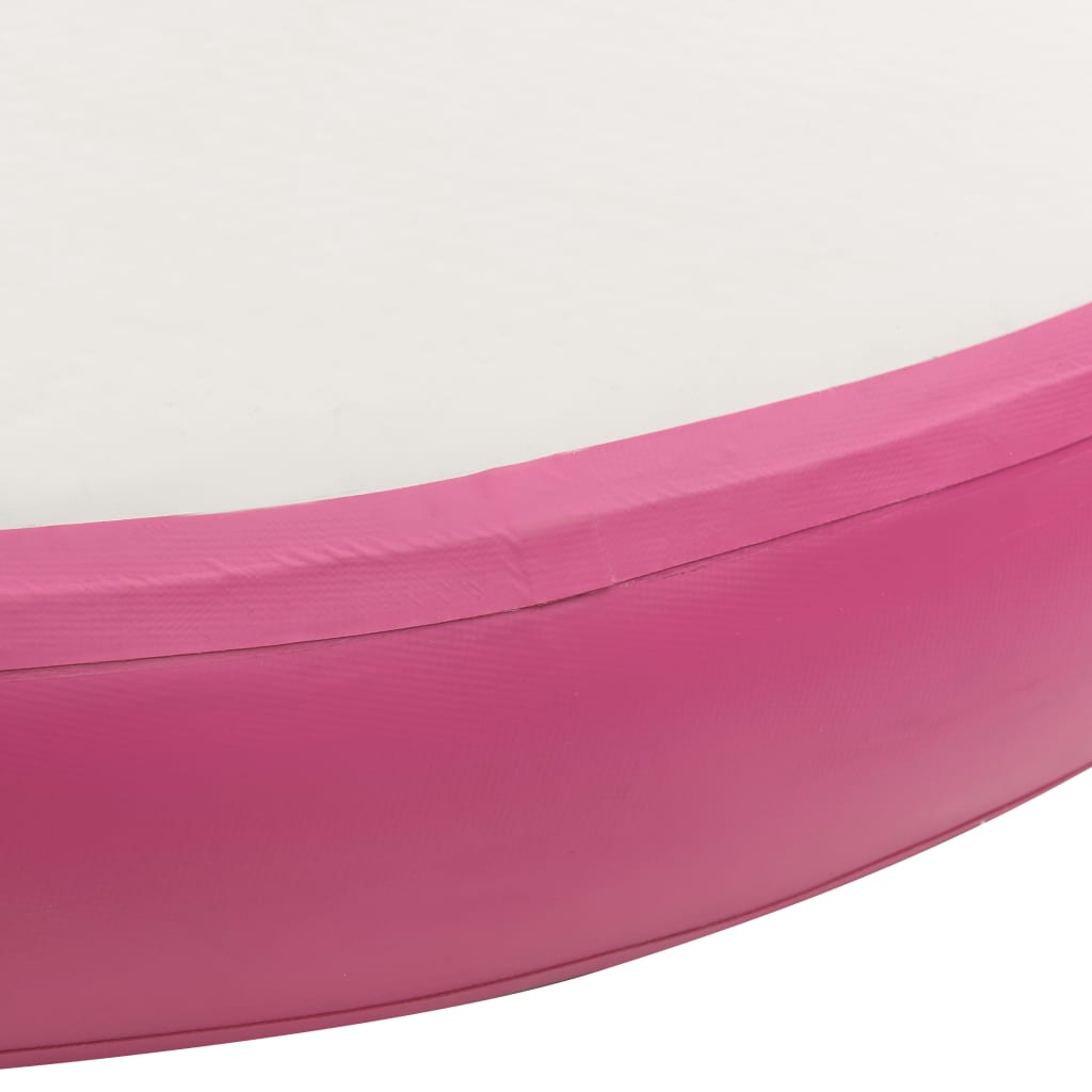 Gymnastiekmat met pomp opblaasbaar 100x100x10 cm PVC roze