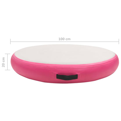 Gymnastiekmat met pomp opblaasbaar 100x100x20 cm PVC roze