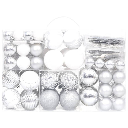 108-delige Kerstballenset zilver en wit