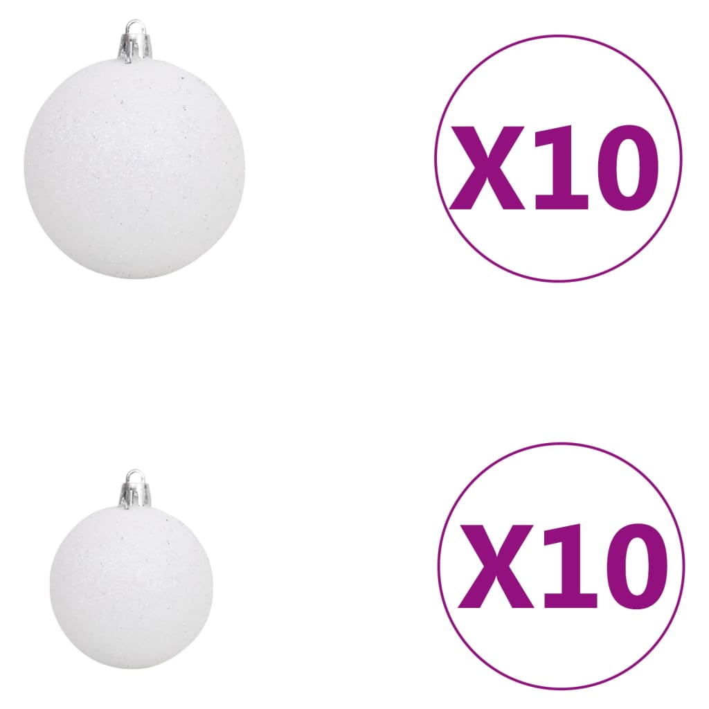 120-delige Kerstballenset met piek en 300 LED's wit en grijs