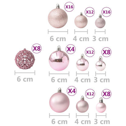 100-delige Kerstballenset roze
