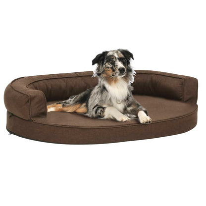 Hondenbed ergonomisch linnen-look 75x53 cm bruin