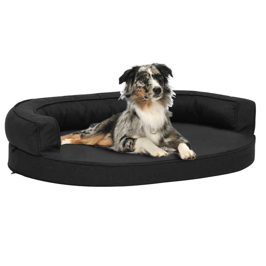 Hondenbed ergonomisch linnen-look 75x53 cm zwart