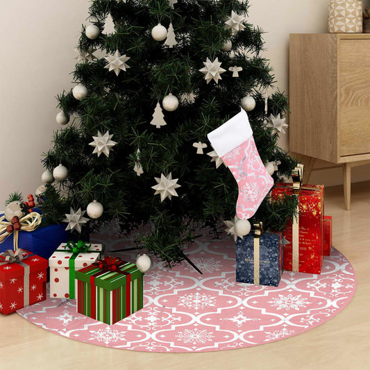 Christmas tree skirt luxury with sock 150 cm fabric pink