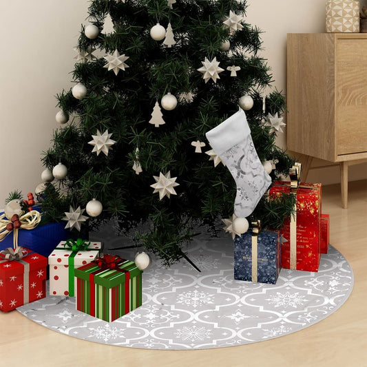 Christmas tree skirt luxury with sock 122 cm fabric white