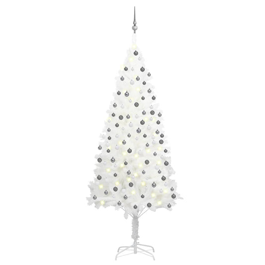 Artificial Christmas tree with lights and Christmas balls 210 cm PVC white