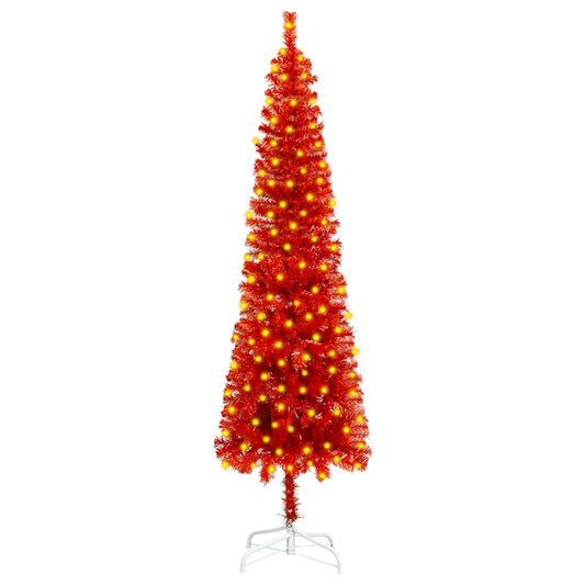 Christmas tree with LED narrow 210 cm red