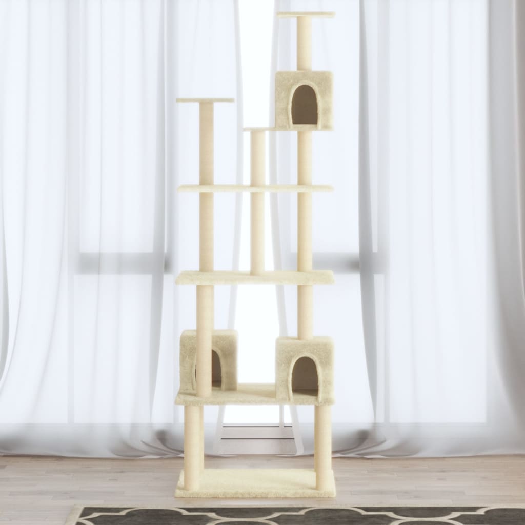 Cat furniture with sisal scratching posts 188 cm cream-colored