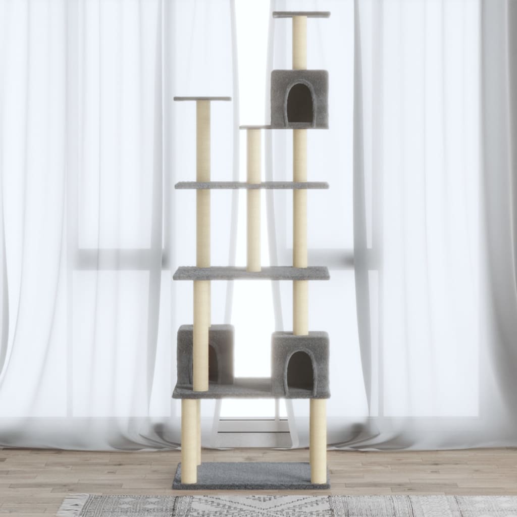 Cat furniture with sisal scratching posts 188 cm light gray