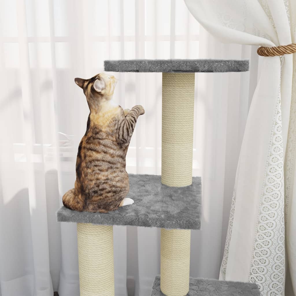 Cat furniture with sisal scratching posts 92 cm light gray