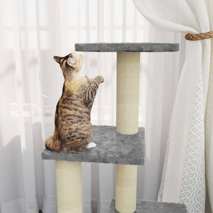Cat furniture with sisal scratching posts 92 cm light gray