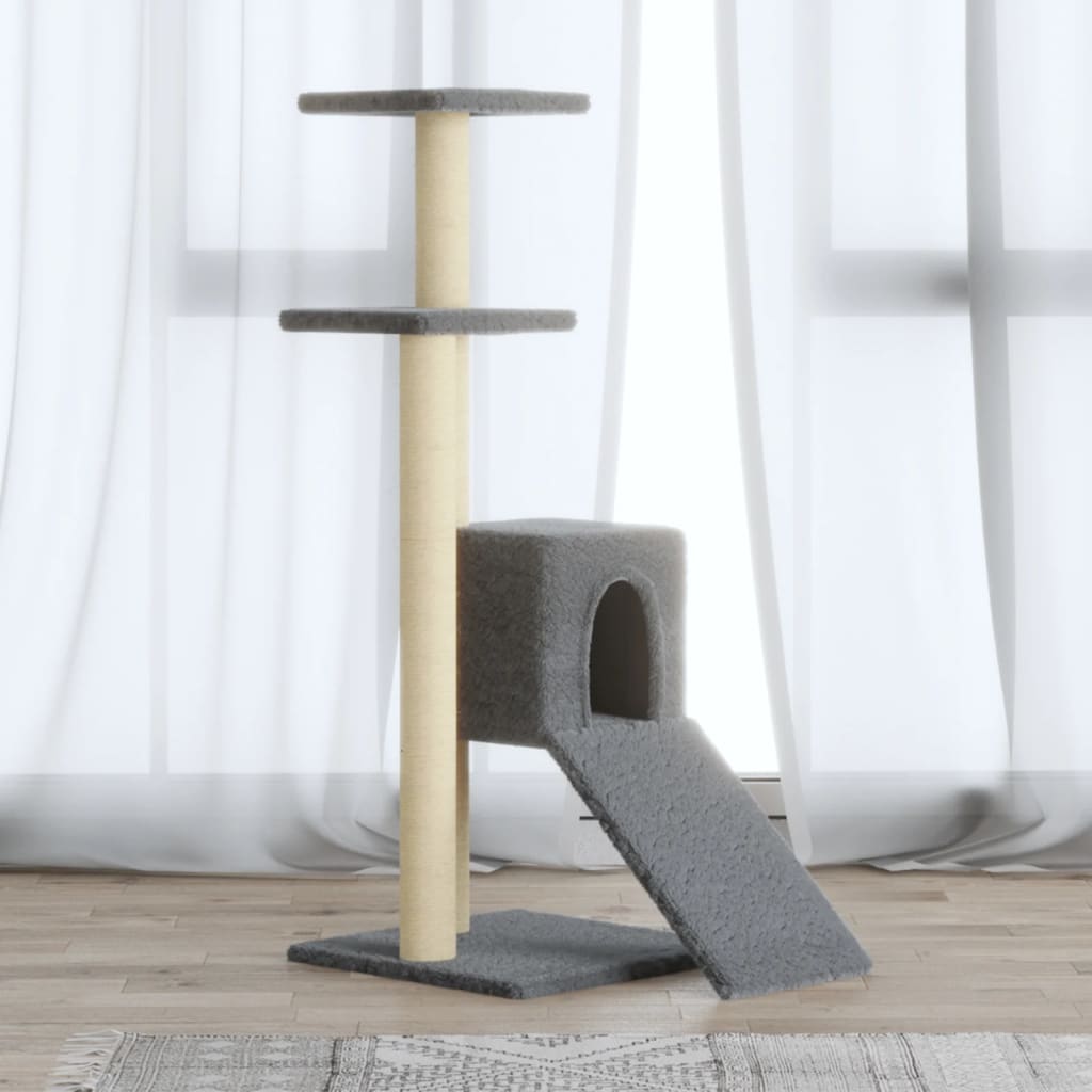 Cat furniture with sisal scratching posts 92 cm light gray
