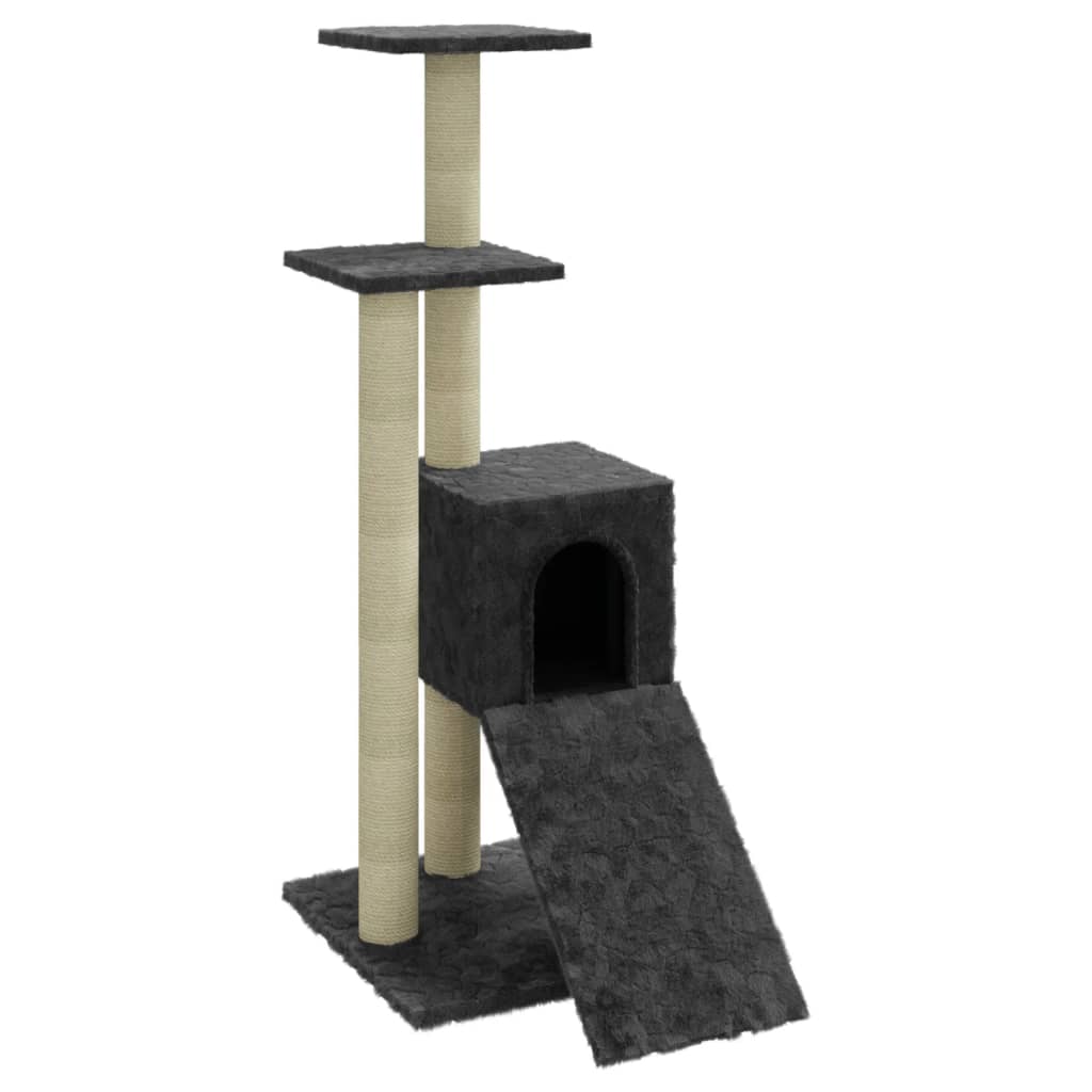 Cat furniture with sisal scratching posts 92 cm dark gray