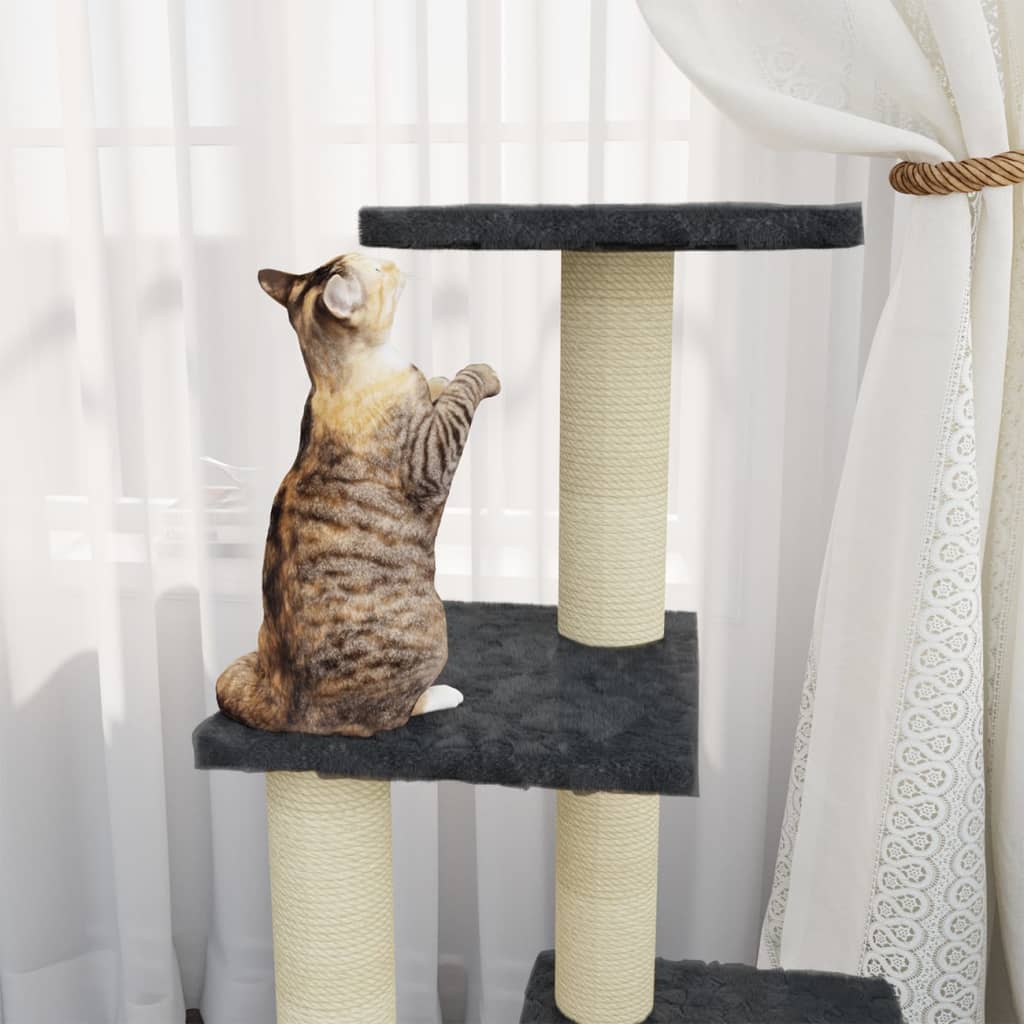 Cat furniture with sisal scratching posts 92 cm dark gray