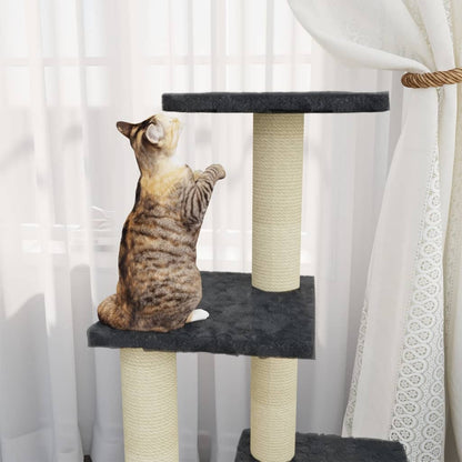 Cat furniture with sisal scratching posts 92 cm dark gray