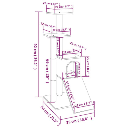 Cat furniture with sisal scratching posts 92 cm dark gray