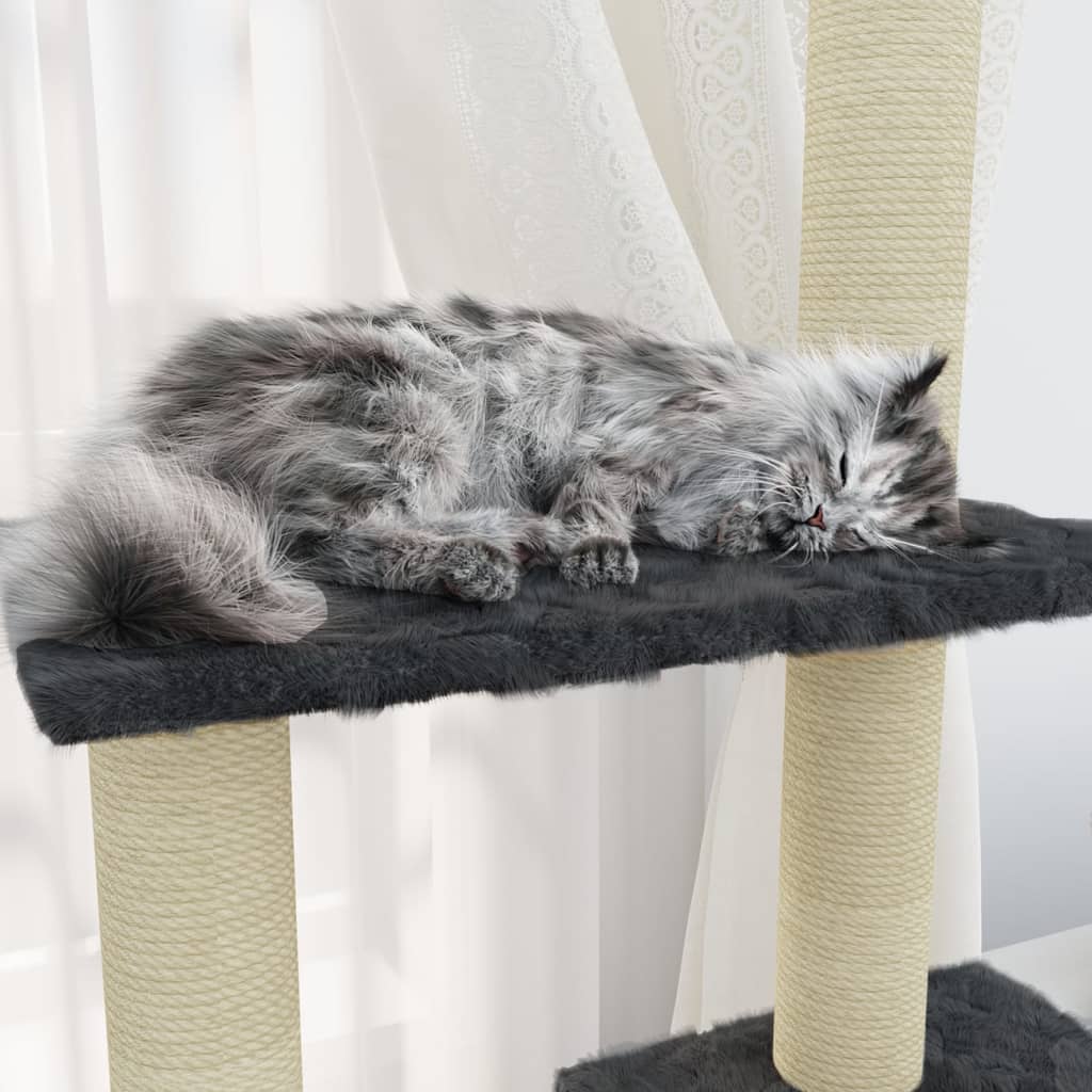 Cat furniture with sisal scratching posts 155 cm dark gray