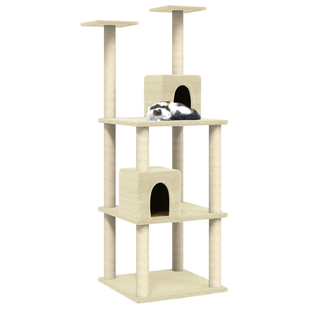 Cat furniture with sisal scratching posts 141 cm cream-colored