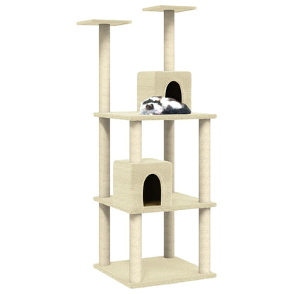 Cat furniture with sisal scratching posts 141 cm cream-colored