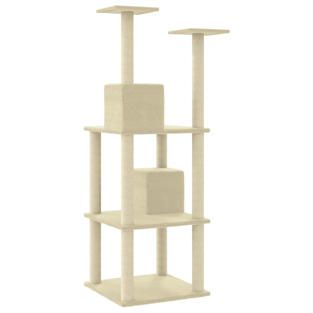 Cat furniture with sisal scratching posts 141 cm cream-colored
