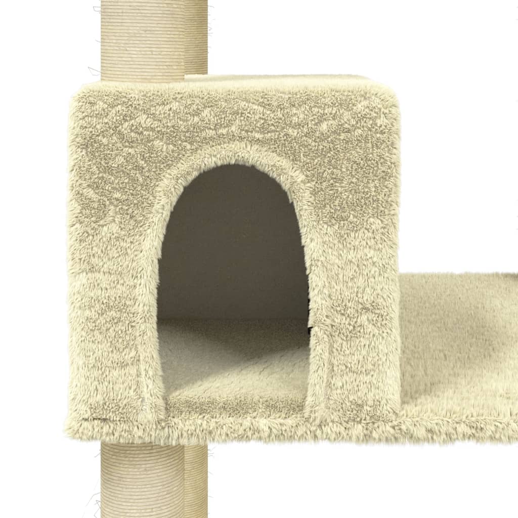 Cat furniture with sisal scratching posts 141 cm cream-colored