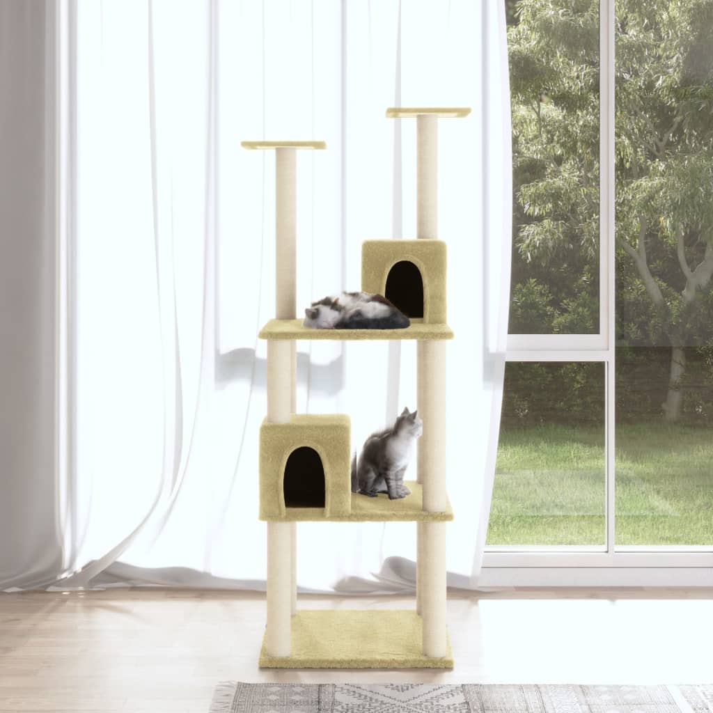 Cat furniture with sisal scratching posts 141 cm cream-colored