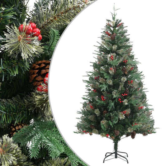 Christmas tree with pine cones 195 cm PVC and PE green