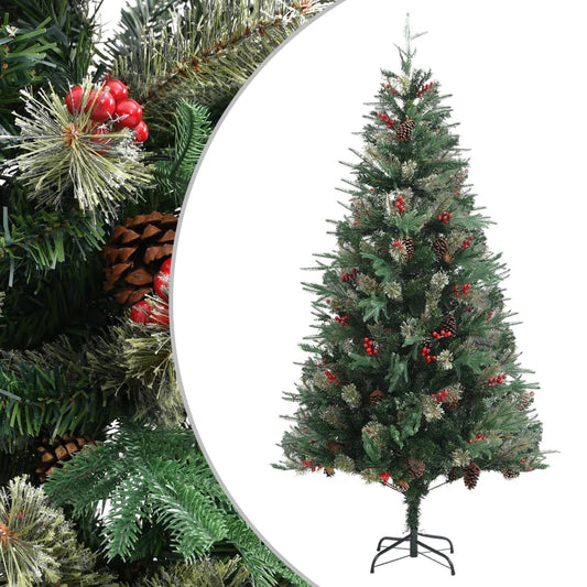 Christmas tree with pine cones 225 cm PVC and PE green