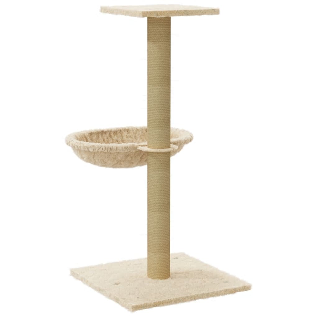 Cat furniture with sisal scratching post 74 cm cream-colored