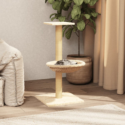 Cat furniture with sisal scratching post 74 cm cream-colored