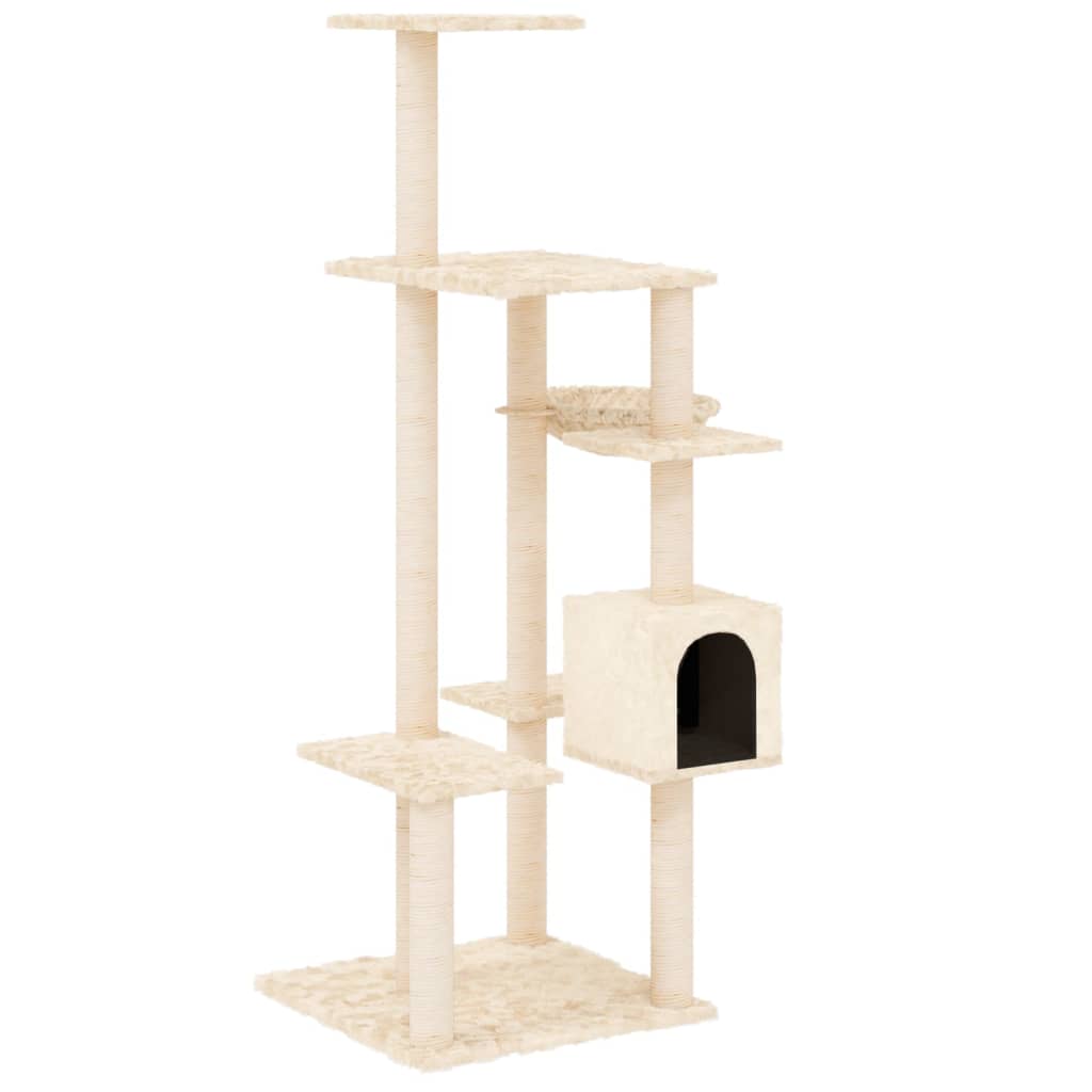 Cat furniture with sisal scratching posts 142 cm cream-colored