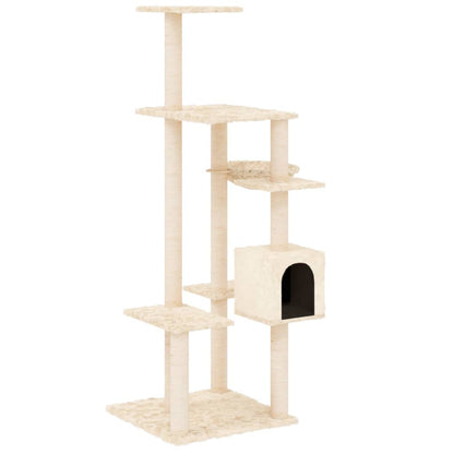 Cat furniture with sisal scratching posts 142 cm cream-colored