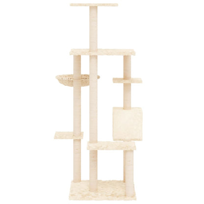 Cat furniture with sisal scratching posts 142 cm cream-colored