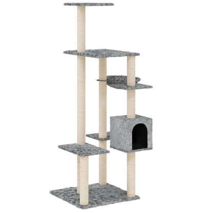 Cat furniture with sisal scratching posts 142 cm light gray