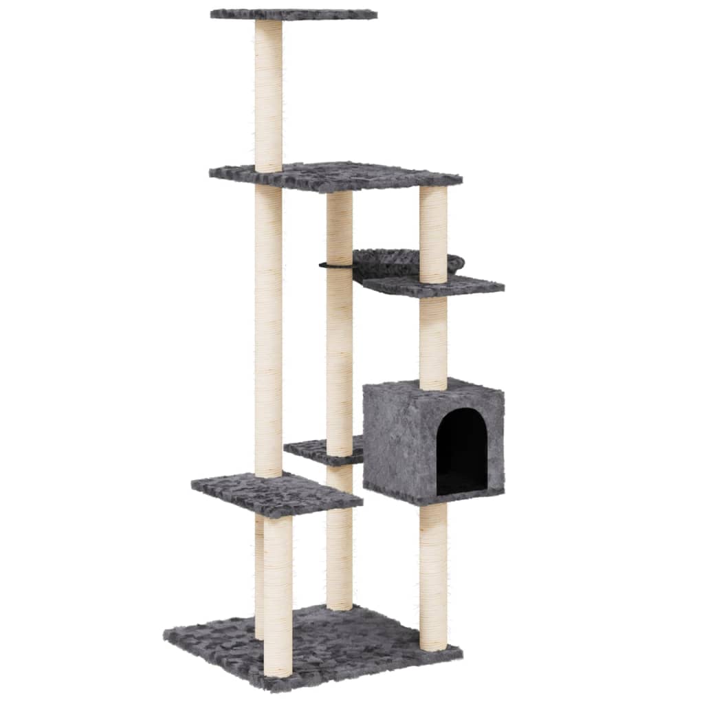 Cat furniture with sisal scratching posts 142 cm dark gray