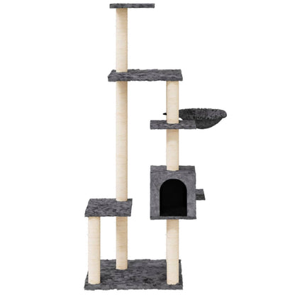 Cat furniture with sisal scratching posts 142 cm dark gray