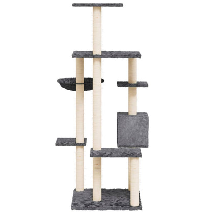 Cat furniture with sisal scratching posts 142 cm dark gray