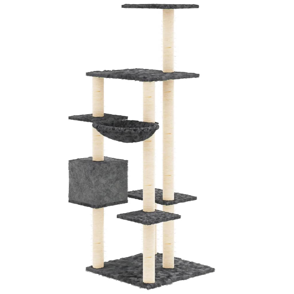 Cat furniture with sisal scratching posts 142 cm dark gray