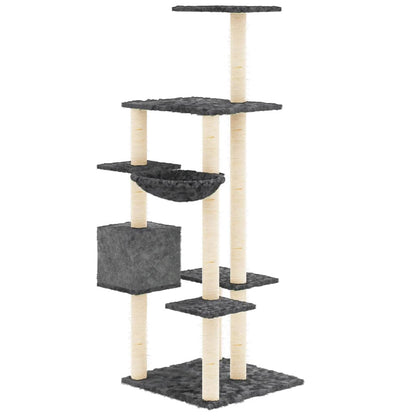 Cat furniture with sisal scratching posts 142 cm dark gray