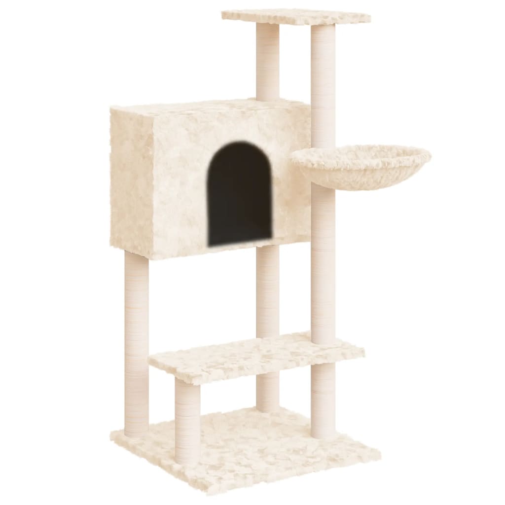 Cat furniture with sisal scratching posts 108.5 cm cream-colored