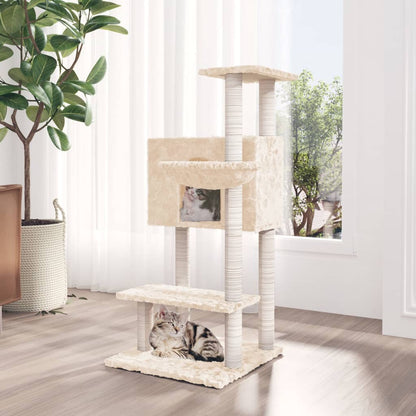Cat furniture with sisal scratching posts 108.5 cm cream-colored