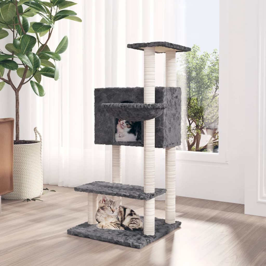 Cat furniture with sisal scratching posts 108.5 cm dark gray