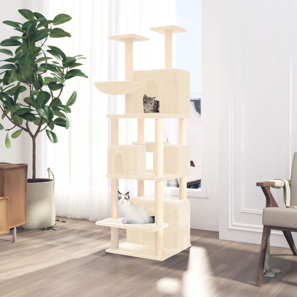 Cat furniture with sisal scratching posts 180 cm cream-colored
