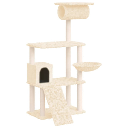 Cat furniture with sisal scratching posts 131 cm cream-colored