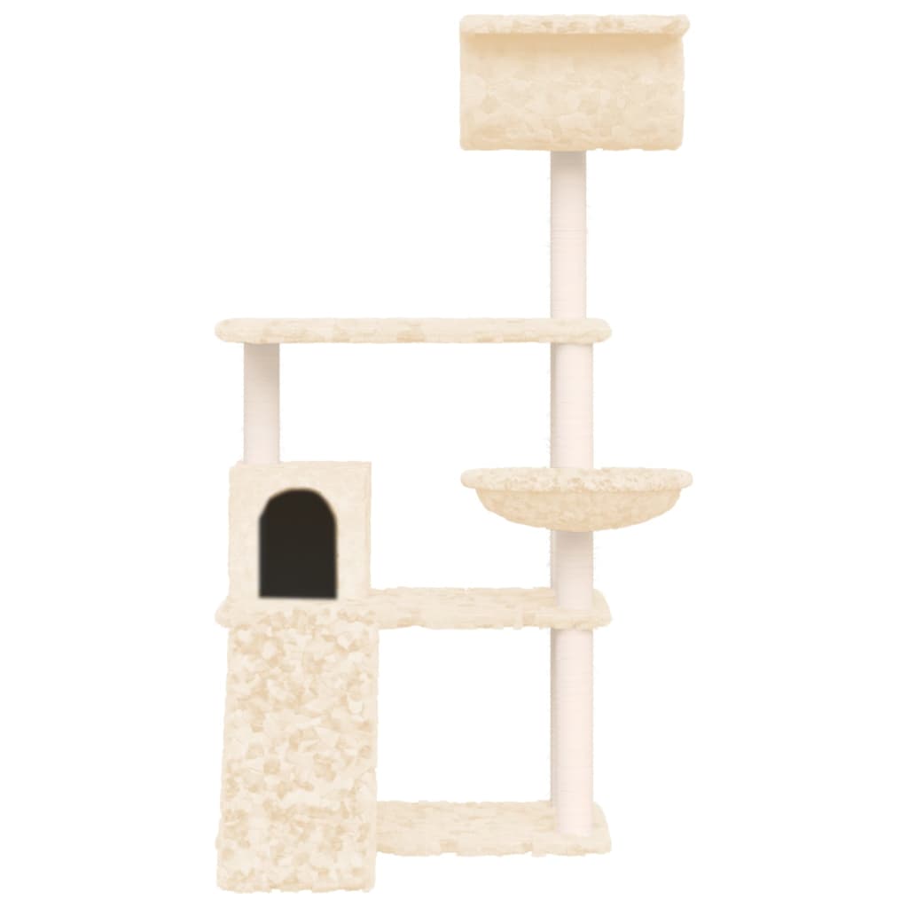 Cat furniture with sisal scratching posts 131 cm cream-colored