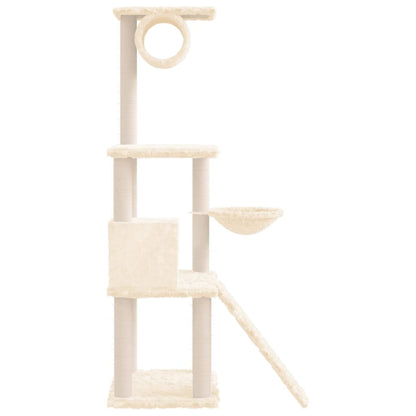 Cat furniture with sisal scratching posts 131 cm cream-colored