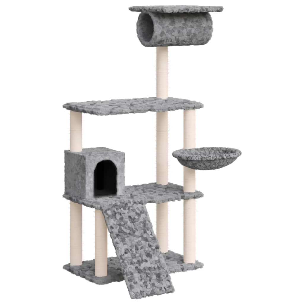 Cat furniture with sisal scratching posts 131 cm light gray